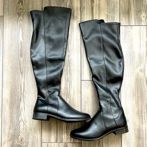 Black Faux Leather Knee High Women’s Boots | Size 8